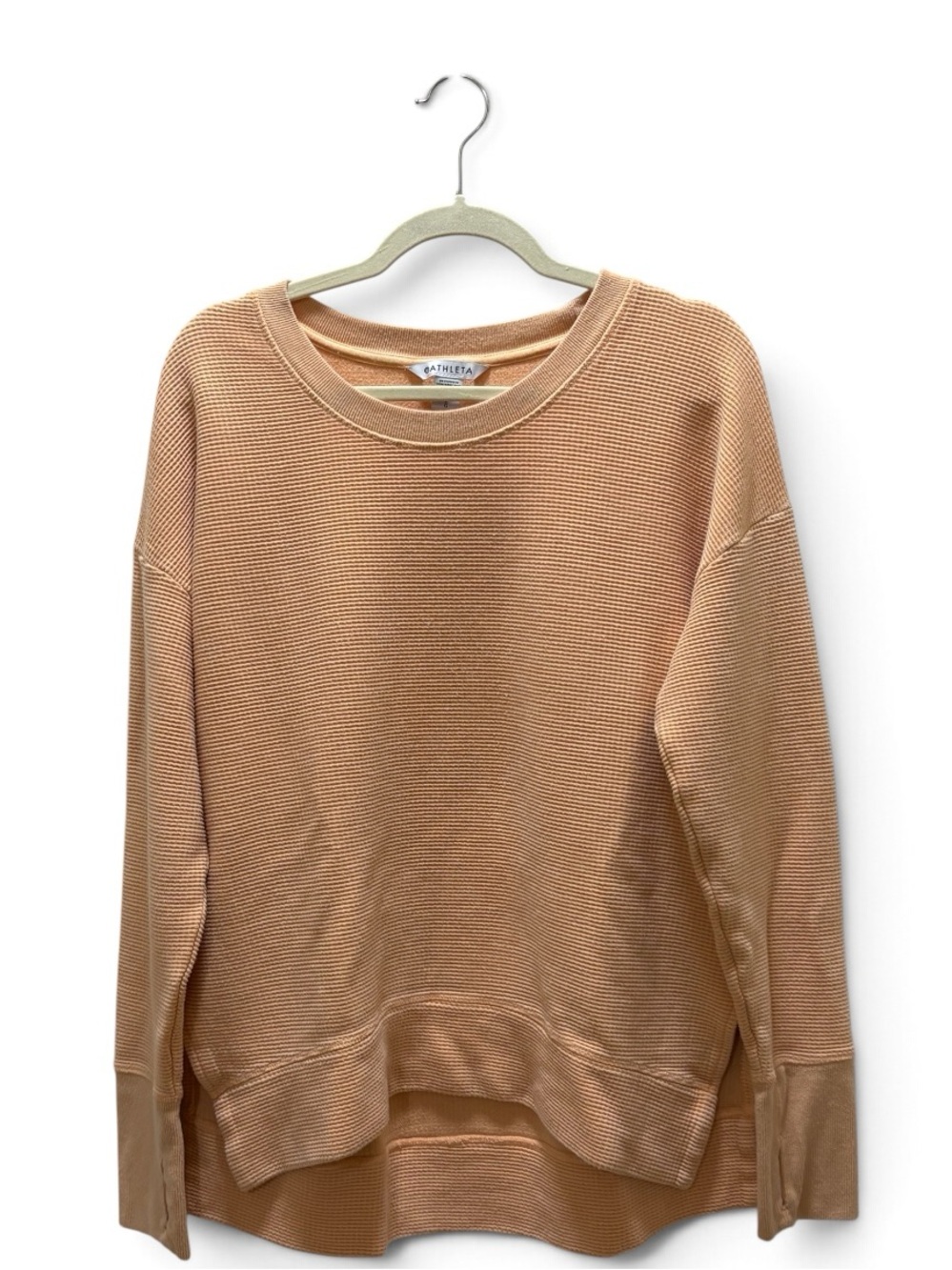 Athleta Coaster Luxe Waffle Knit Crewneck Sweatshirt in Peach Size Large